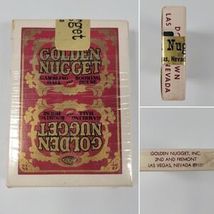 Golden Nugget Red & Gold Seal Playing‎ Cards Gambling Hall Rooming House VTG 80s